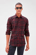 Black-Burgundy Men 'S Plaids Shirt