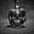 Gothic Devil Satan Goat Silver Color Stainless Steel Pendant Unique Charm Death Horned Skull Necklace Jewelry
