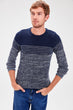 Navy Blue Men Panelled Sweatshirt