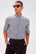 Black Men Plaid Slim Fit Cotton Shirt New