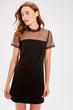 Black Tulle Detailed Knit Dress