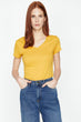 Women Yellow V-Neck T-Shirt