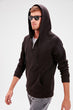 Black Male Hooded Kangaroo Pocket Front Zipper Long Sleeve New Sweatshirt