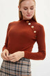 Women Pure Color Skinny Knitted Sweater