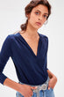 Indigo Double Breasted Collar Knitted Body