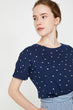 Women Navy Blue Pattern T-Shirt