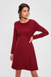 Burgundy Button Detail Dress