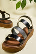 Genuine Leather Black Platinum Women 'S Sandals