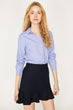 Women Blue Classic Collar Sh