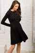 Women Black Bicycle Neck Fastening With Pearl Cloche Dress