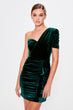 Emerald green Drape Detail Single Sleeve Dress