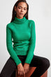 WOMEN-Green Turtleneck Sweater Sweater