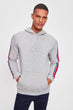 Gray Men 'S Hooded Long Sleeve Kangaroo Pocket Handle Stripe New Sweatshirt