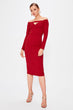 Burgundy Carmen Collar Dress