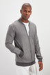 Male Crew Neck Striped Zipper Coats New