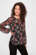 Black Flower Pattern Blouse