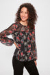 Black Flower Pattern Blouse