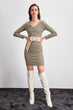 V Collar Knitted Dress