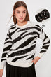 Black Sequined Animal Print Knitwear Sweater