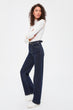 Buckle Detail High Bel Wide Leg Jeans