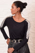 Women Black Shoulders Sequin Detailed Bluz