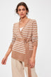 Camel Striped Double Breasted Sweater Cardigan