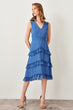 Blue Ruffle Detail Dress