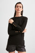 Buttoned Sleeves Asymmetrical Knitwear Sweater