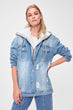 Hooded Ripped Detailed Denim Jacket