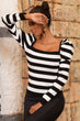 Women Square Collar Bubble Sleeve Sweater