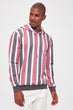 Male Hooded Kangaroo Pocket Stripe Sweatshirt