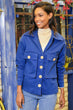 Women 'S Wood Button Envelope Pocket Denim Jacket