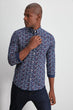 Men Flower Printed Slim Fit Shirt