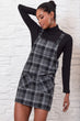 Women Gray Double Pocket Plaid Salopet