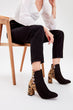 Brown Colt Feather Leopard Pattern Women Boots