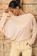 Women 'S Bat Sleeve Shoulder Low-Cut Blouse