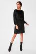 Black Textured Belted Knit Dress