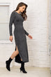 Women SIlver Slits Bicycle Neck Silvery Dress