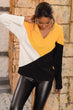 Women Yellow V-Neck Blocky Knitwear Blouse