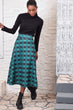 Women Green Plaid Garnili Circular Skirt