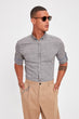 Black Male Plaid Epaulets Slim Fit Shirt New
