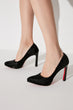 Black Silvery Women Heels Shoes