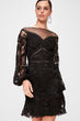 Puff Sleeve Filet Lace Dress