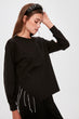 Black Cubic Zirconia Cut Out Detail Knitted Sweatshirt