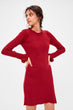 Burgundy Sleeve And Colar Flounces Sweater Dress