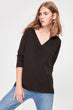 Black V-Neck Knitted Blouse