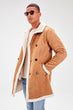 Camel New Male Laminated Pockets Front Buttoned Coat