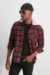 Male Lumberjack Plaid Knitted Hooded Slim Fit Shirt