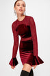 Burgundy Sleeve Detail Velvet Dress