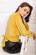 Women Back Low-Cut Velvet Blouse